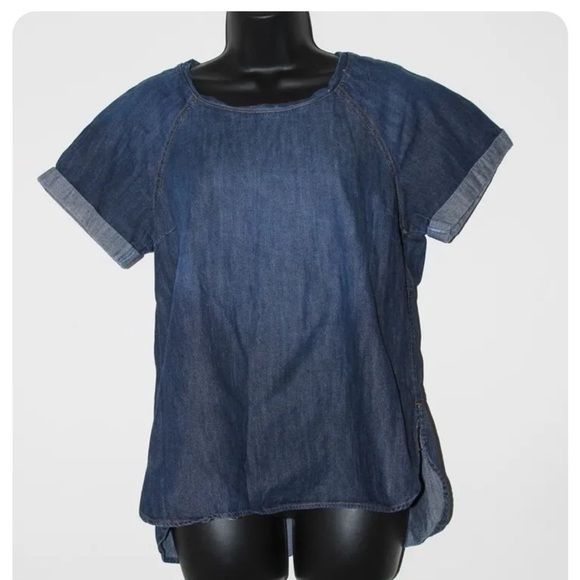 LIFE in progress chambray short sleeve top M - Picture 2 of 7